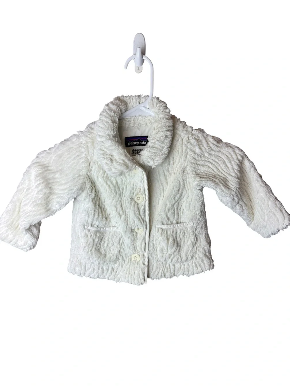 Patagonia Kids White Faux-Fur Jacket 12M
